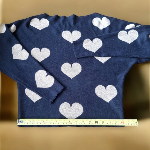 Belldini Metallic Gold Heart Dolman Sleeve Black Sweater - Picture 7 of 9